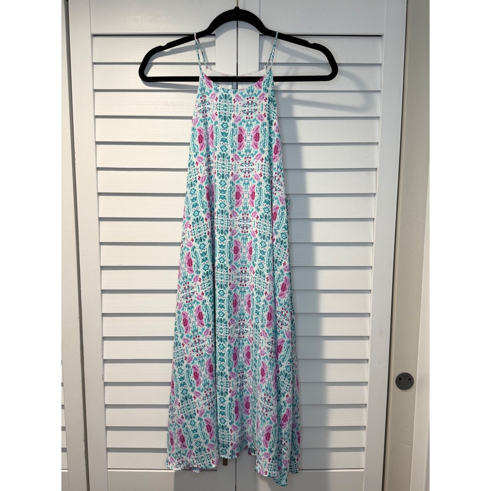 French Grey Floral Maxi Dress Spaghetti Strap Sleeveless Women XL New